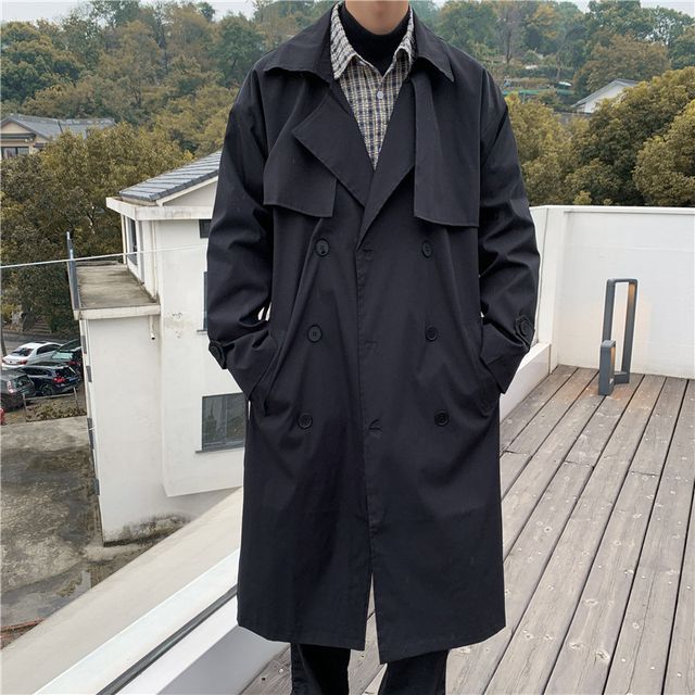 Double Breasted Long Trench Coat