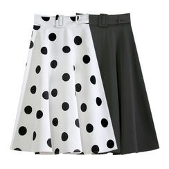 HANJA - Belted Midi A-Line Skirt