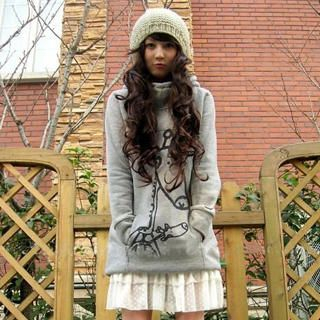 SHY SHY-Giraffe Print Hooded Pullover