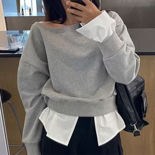 Coris-One Shoulder Mock Two Piece Sweatshirt