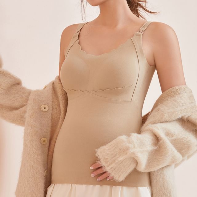POKU-Maternity Scoop Neck Plain Tank Top