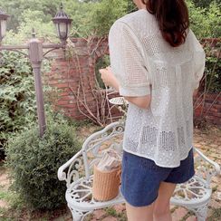 LEELIN - Mesh-Trim Top LEELIN - Mesh-Trim Top