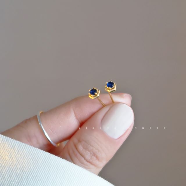 Dashiro-Rhinestone Sterling Silver Stud Earring