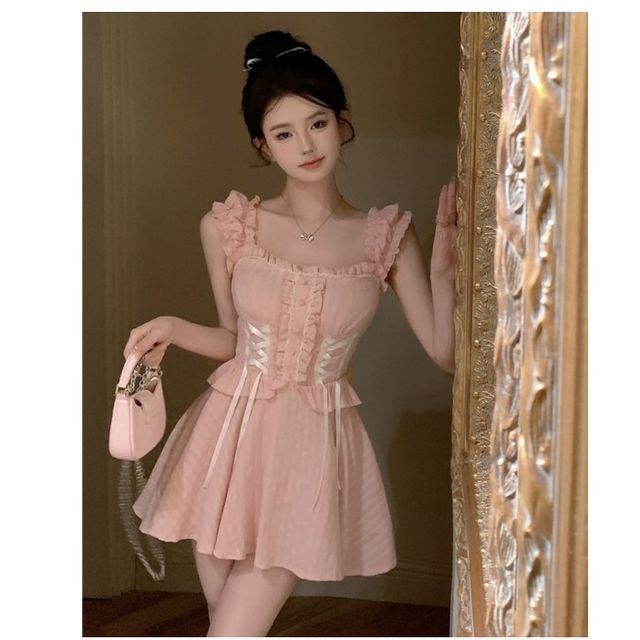 chinese dress ladies Lace-Up Long Beaded Prom Dress with Sheer Corset Black / Small
