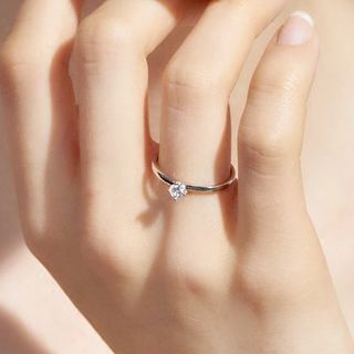 Gaya-Rhinestone Sterling Silver Open Ring