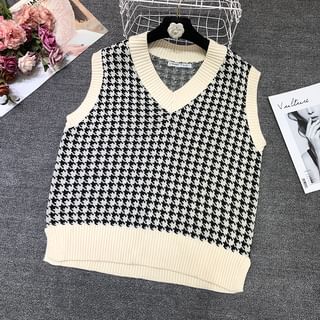 houndstooth knit vest zara