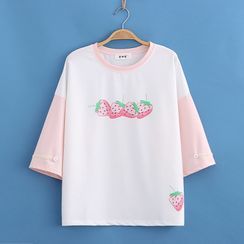 Kawaii Fairyland - 插色袖草莓印花T裇 Kawaii Fairyland - 插色袖草莓印花T裇