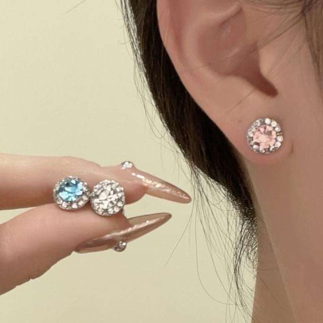 Betsuno-Rhinestone Alloy Stud Earring