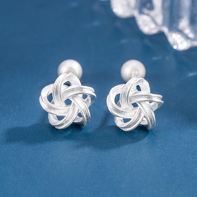 Forainer-Knot Alloy Barbell Earring