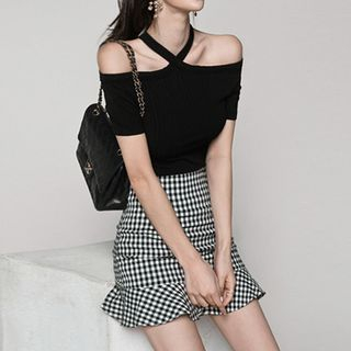 plaid mini bolsa