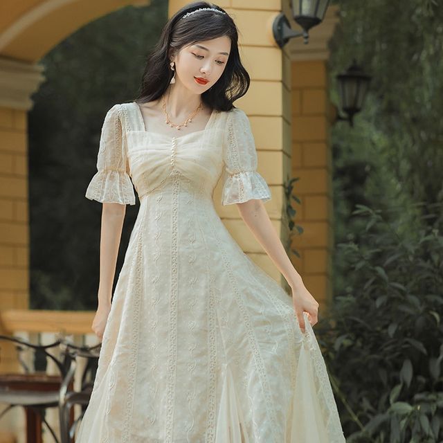 yesstyle cottagecore dress Catamin - Floral Strappy Midi A-line Dress / Light Jacket / Set