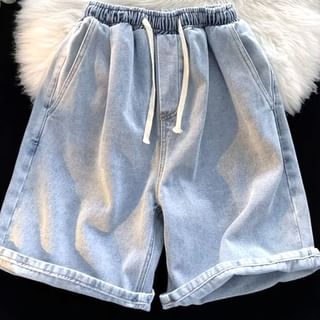 Urtishia-Drawstring Waist Denim Shorts