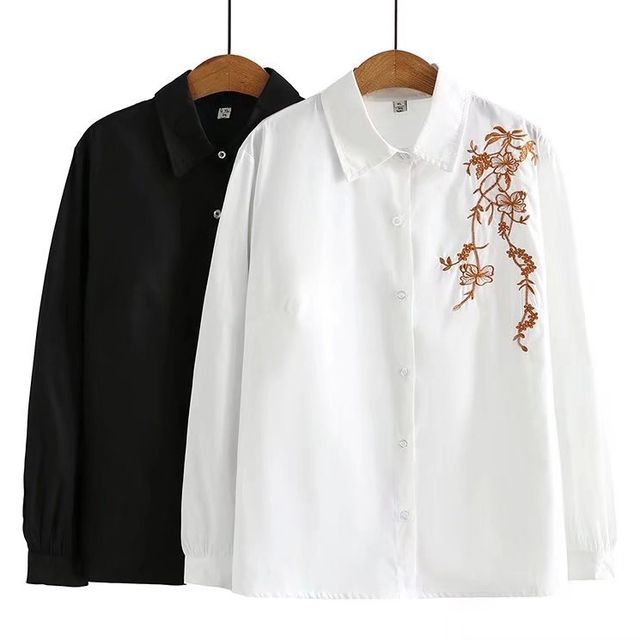 【新品未使用】Organdy Embroider Tops Chinese Style Organza Embroidery Shirt Women Spring and Summer