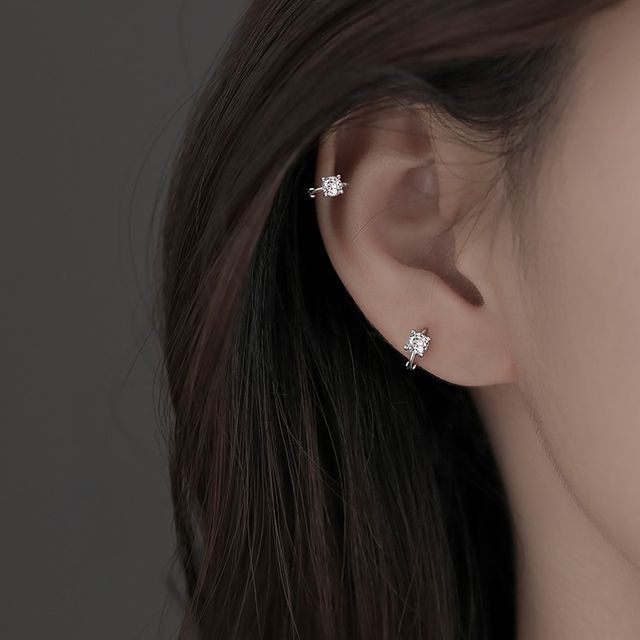Toinianimos-Sterling Silver Rhinestone Ear Cuff