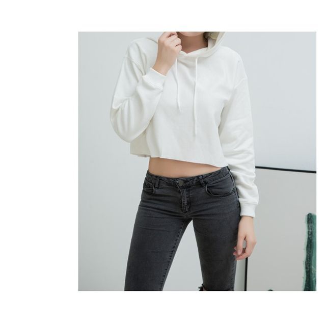 Plain crop online hoodie