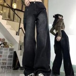 Everose-High Rise Washed Loose Fit Jeans