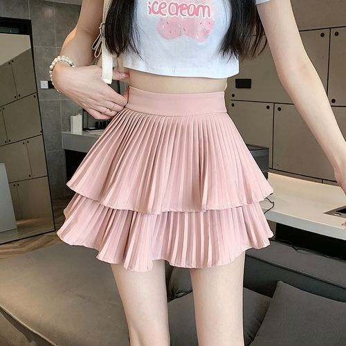 High Waist Plain Mini Tiered Skirt