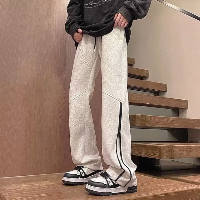 Myanderthal-Mid Rise Plain Wide Leg Pants