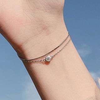 Chimerro-Rhinestone Layered Bracelet