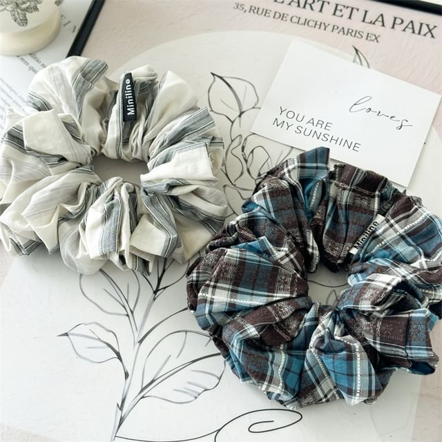 enthice-Plaid Ruffle Hair Scrunchie