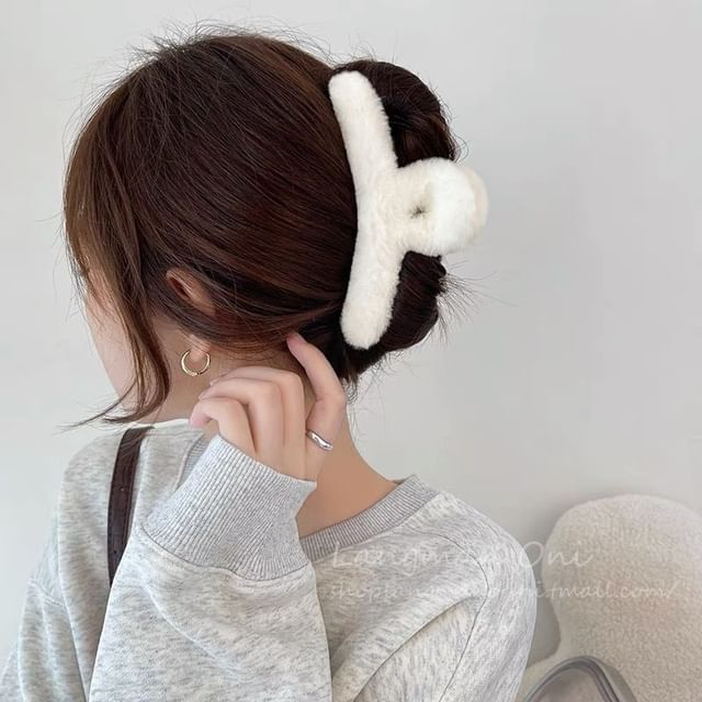 Baburu-Plain Chenille Hair Claw Clip Set