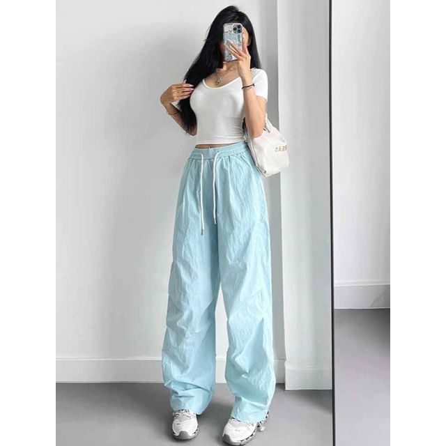 CUCURBIT-Quick-Dry Drawstring High-Waist Wide-Leg Harem Pants in 10 Colors