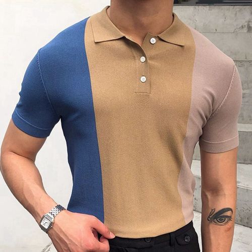 Bougie Bloo - Short-Sleeve Color Block Knit Polo Shirt | YesStyle