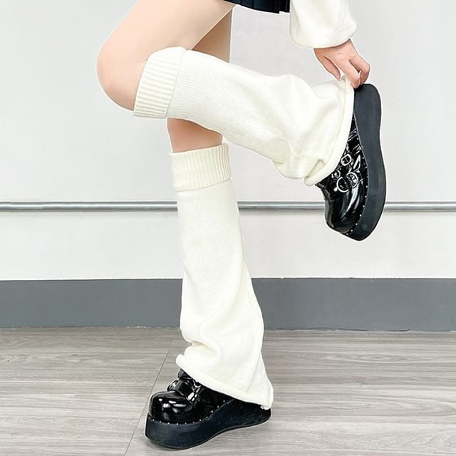 Gentiana-Plain Knit Leg Warmers