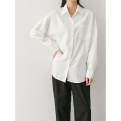 PPGIRL - Pocket-Front Loose-Fit Shirt PPGIRL - Pocket-Front Loose-Fit Shirt
