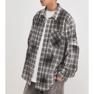 Savenne-Long-Sleeve Plaid Button-Up Shirt