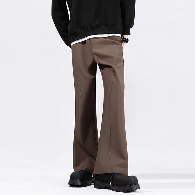 Hushgrain-High Waist Plain Flared Pants