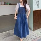 Dunst ♥ DENIM OVERALL DRESS /追跡付 Long bib overalls dress in Whitecap grey | Dungarees