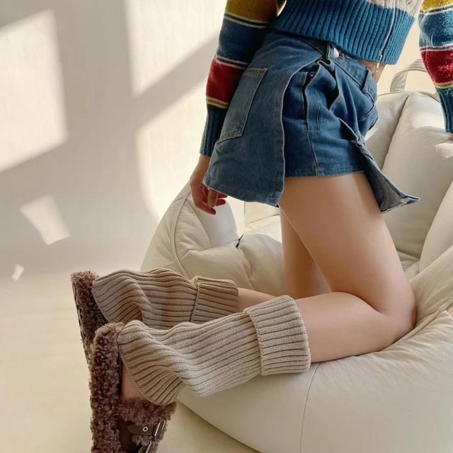 Lexama-Plain Ribbed Knit Leg Warmers
