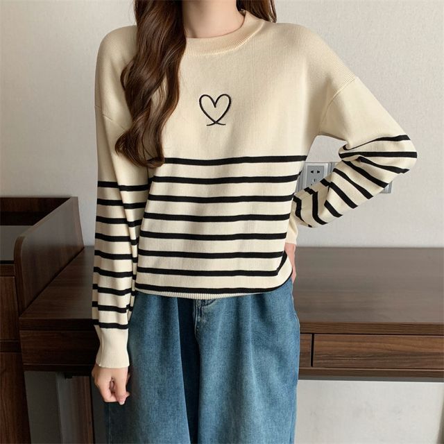 striped sweater with heart