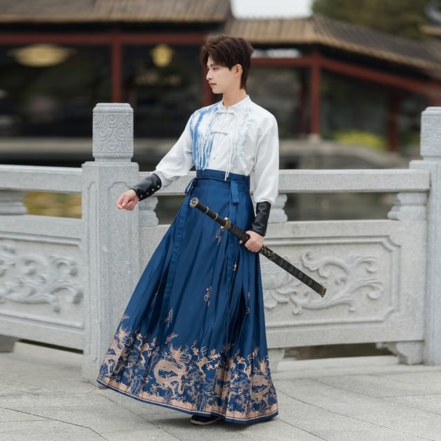 Tangier Traditional Chinese Long-Sleeve Stand Collar Tie Dye