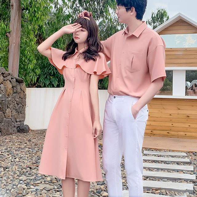 NoonSun - Couple Matching Short-Sleeve Shirt / Pants / Short-Sleeve Midi  A-Line Dress / Set | YesStyle