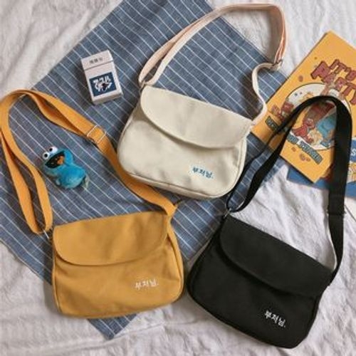 BANGGIRL Lettering Canvas Messenger Bag YesStyle