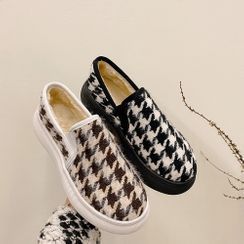 houndstooth slip on shoes
