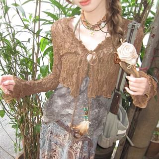 Essere-Open Front Lace Light Cardigan