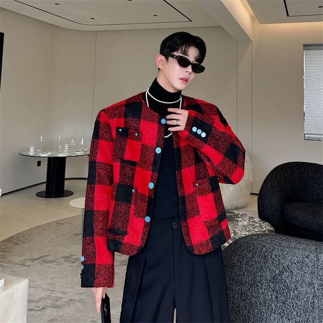 Patow-Gingham Single-Breasted Jacket