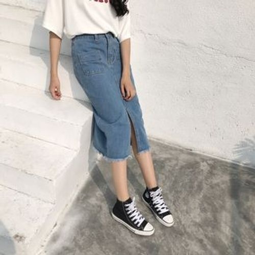 MISS YOYO Denim Midi Skirt YesStyle