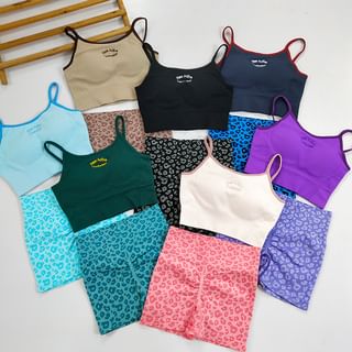 Runyz Set: Sport Lettering Camisole Top + Yoga Shorts Sale