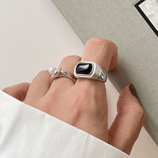 Forainer-Sterling Silver Gemstone Open Ring