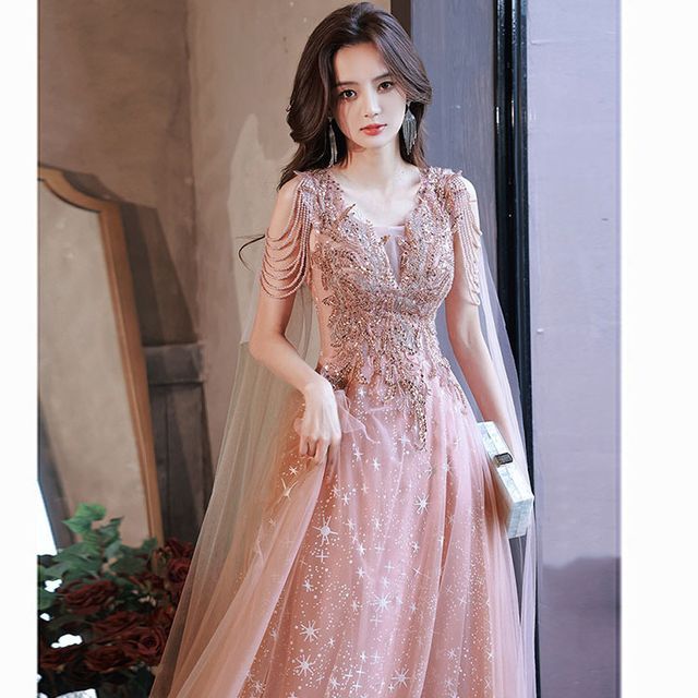 green emerald velvet dress Vintage Pink A-Line Organza Puff Sleeves Long Prom Dress Engagement Dress  Evening Dress DP877