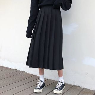 Rorah - Pleated A-Line Midi Skirt | YesStyle