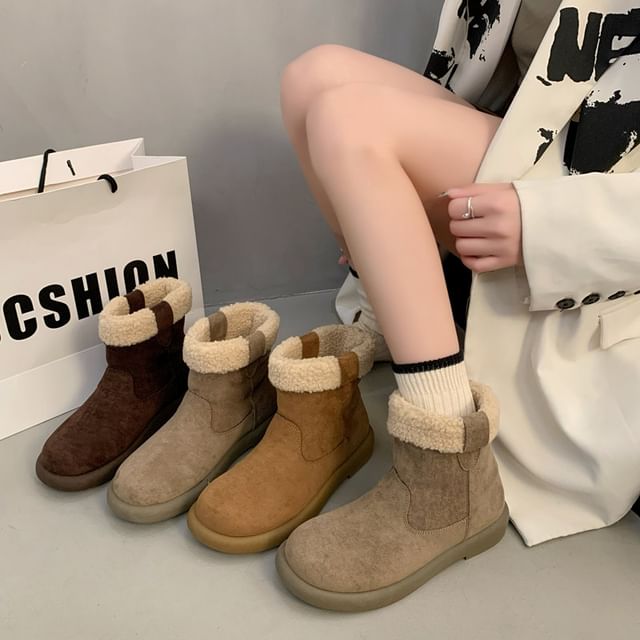 Asterisk-Platform Fleece-Lined Short Boots