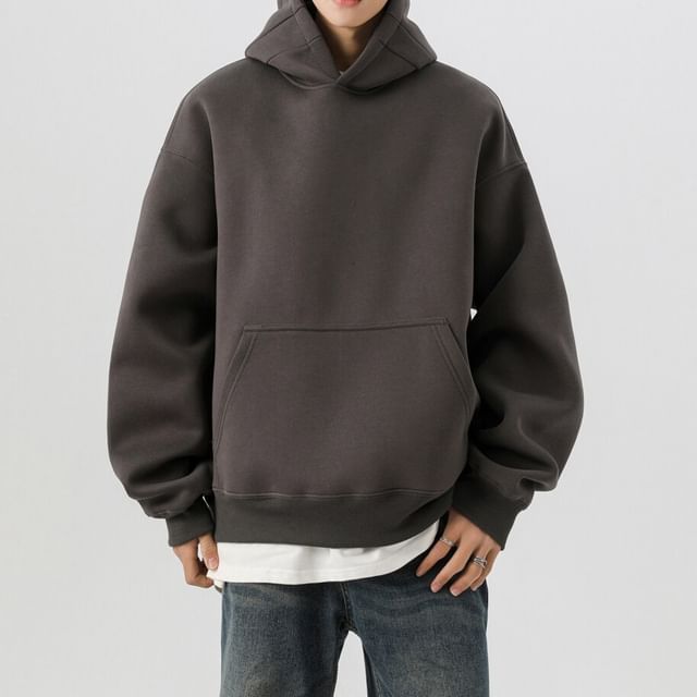Omozando-Plain Pocket Hoodie