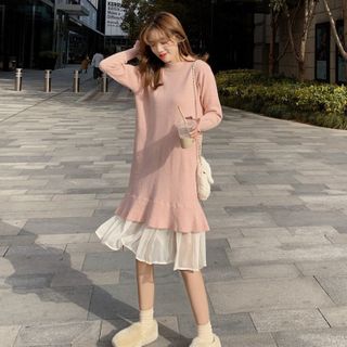 mock turtleneck sweater dress