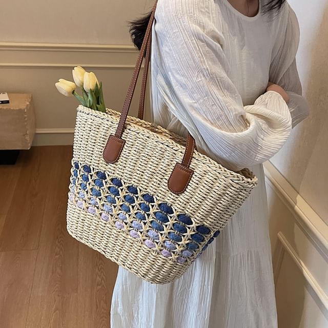 KOCORE-Structured Straw Tote Bag