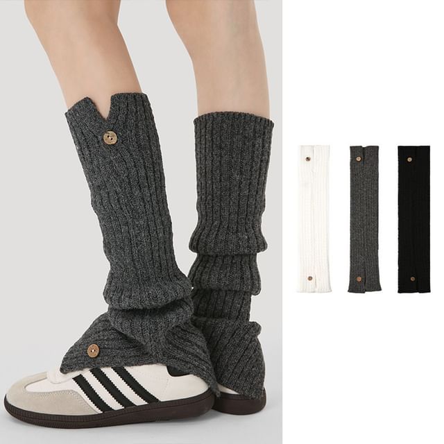 Gentiana-Button Detail Knit Leg Warmers